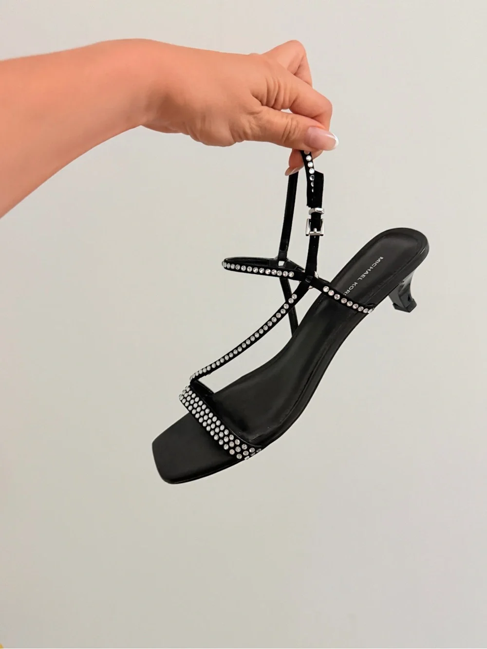 Michael Kors Selina Black Crystal-Embellished Slingback Sandals
